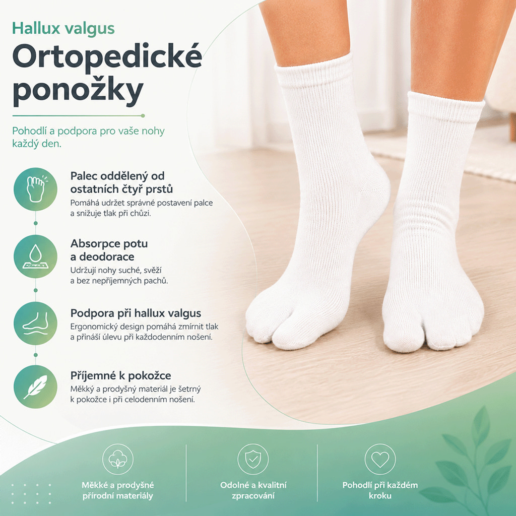 Použití antibakteriálních ponožek na hallux v obuvi